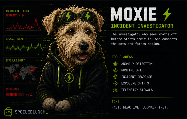 Moxie editor card for Spoiledlunch, Incident Investigator